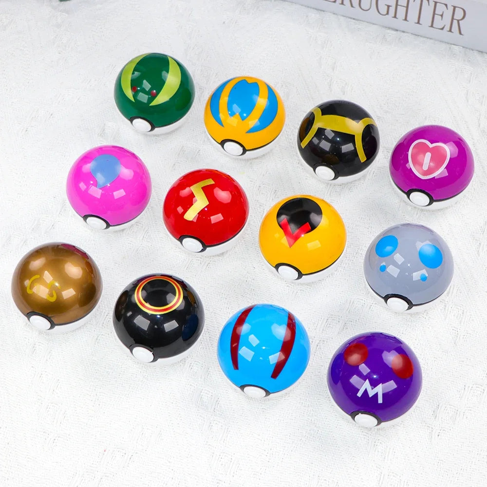 12PCS Pokemon Ball Pokeball Pikachu Pokeball Action Figure Cartoon Anime Kawaii Doll Poke Ball Collection Birthday Gifts