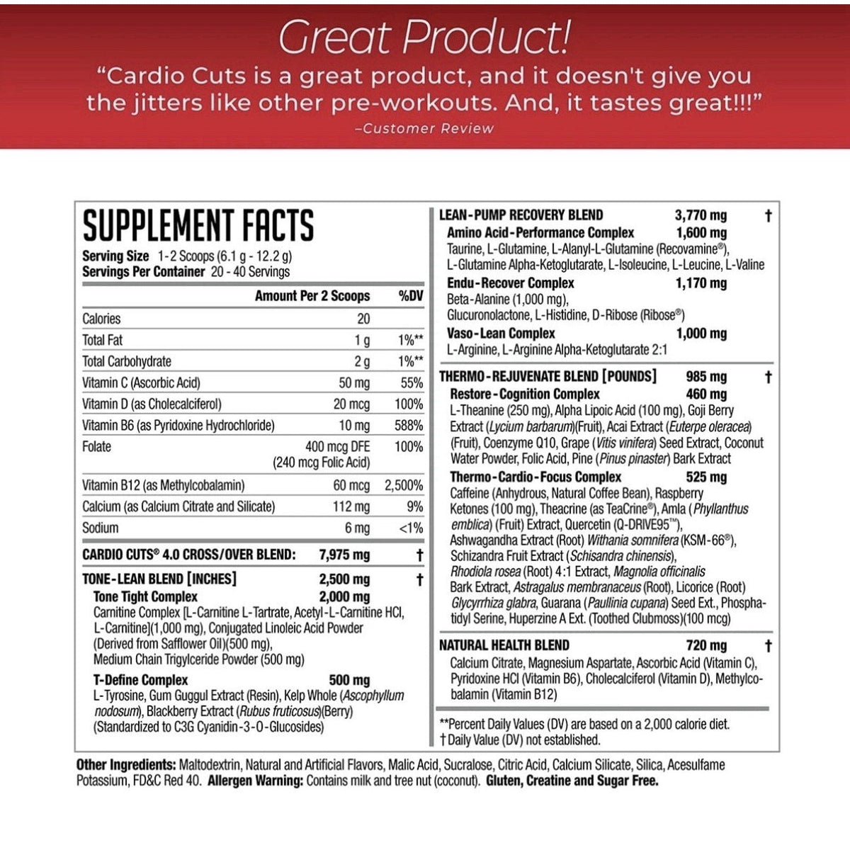 Cardio Cuts NDS Nutrition 4.0 Pre Cardio &weight Loss- Exp07/27