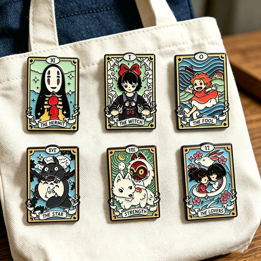 6pcs Anime Animal Enamel Brooch Set Cartoon Cat Design Metal Pins Fashion Accessories for Backpacks Ideal Jewelry Gift for Girls