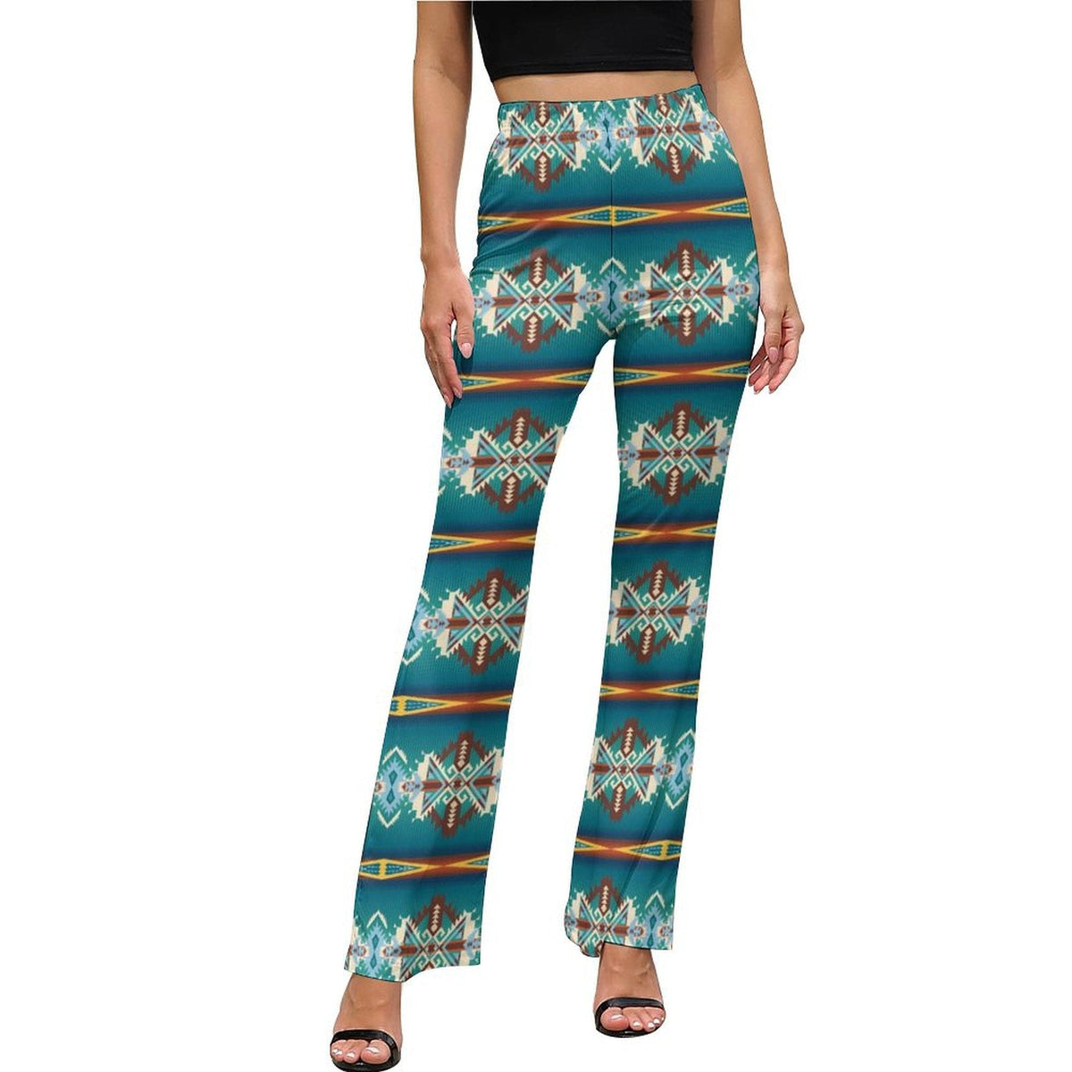 Baha Ranch Teal Aztec Flare Pants