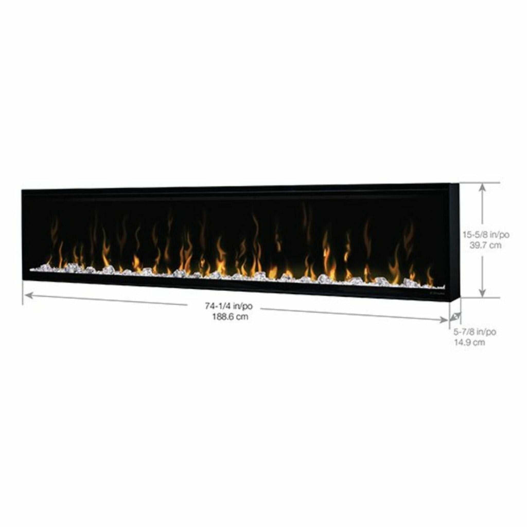 Dimplex IgniteXL 74-Inch Premium Built-In Linear Electric Fireplace With Integrated Heater Fan [XLF74] (SAK14736)