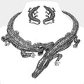 Double Alligator Evening Necklace