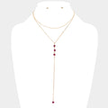 Dropped Round Stone Double Layered Y Necklace