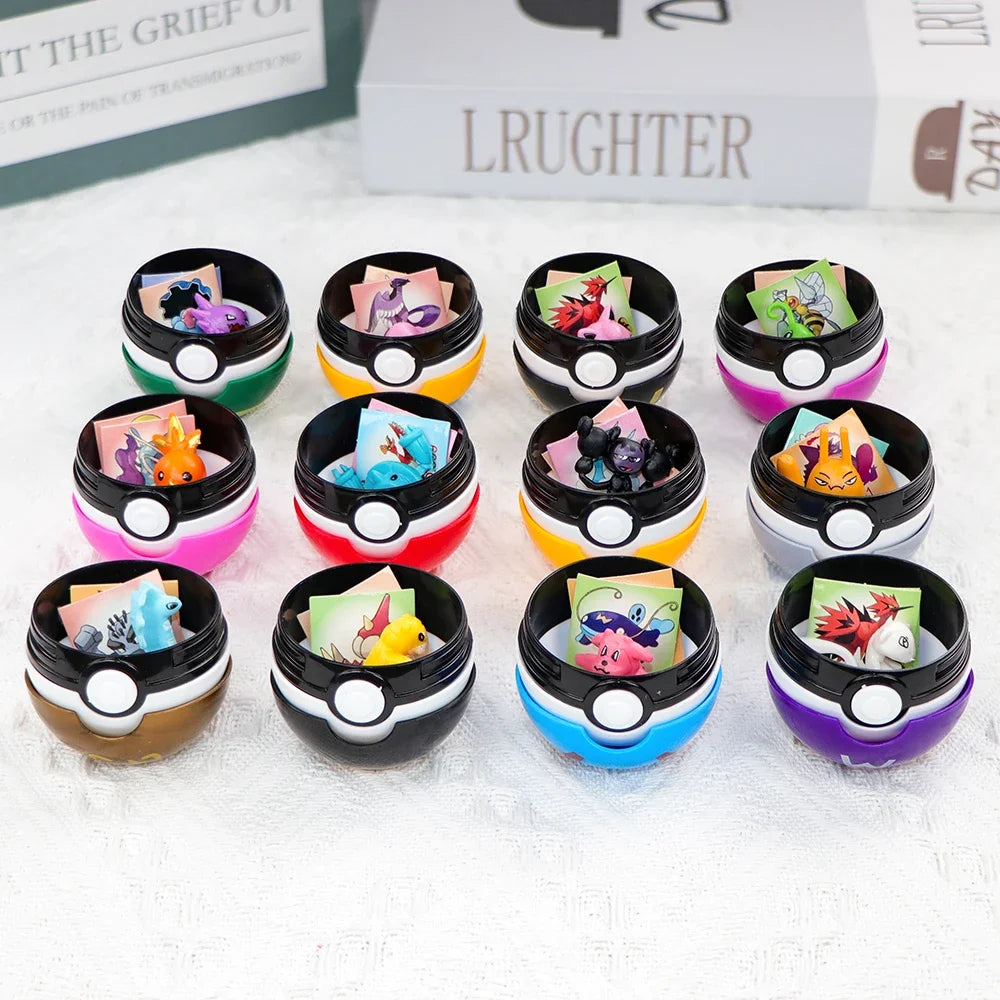12PCS Pokemon Ball Pokeball Pikachu Pokeball Action Figure Cartoon Anime Kawaii Doll Poke Ball Collection Birthday Gifts