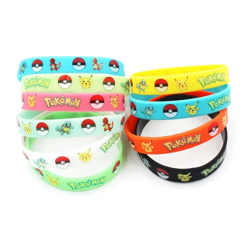 6pcs Pokemon Bracelet Anime Pocket Pikachu Noctilucent Cartoon Silicone Wristband Bracelets Kawaii Cosplay Accessoires Gift
