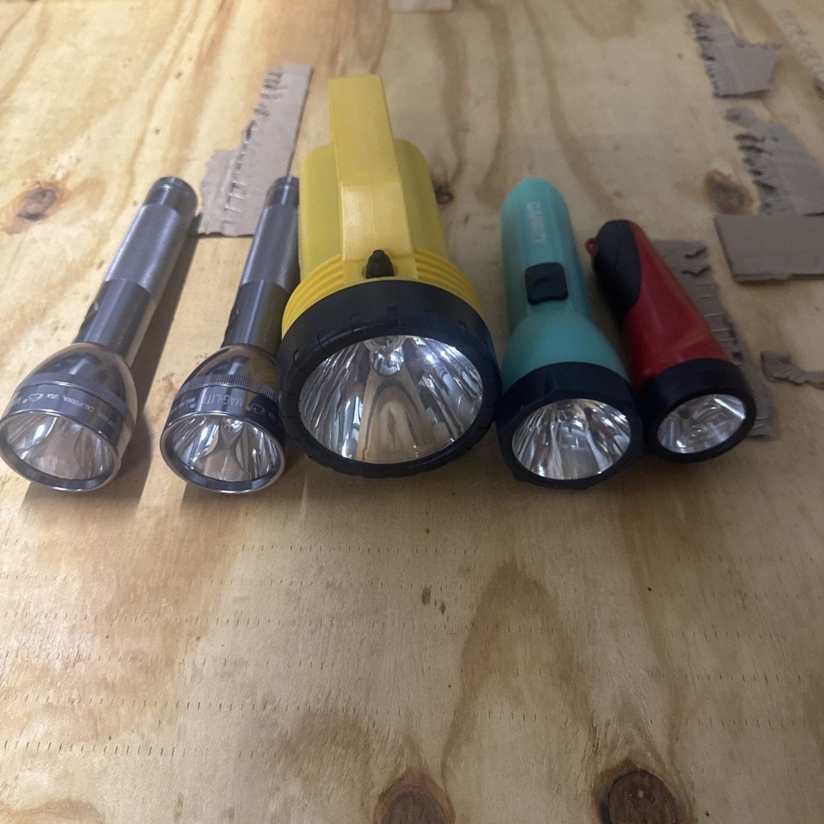 Vintage Flashlights & Lantern, Set of 5 (Eveready, Garrity, Maglite Style)