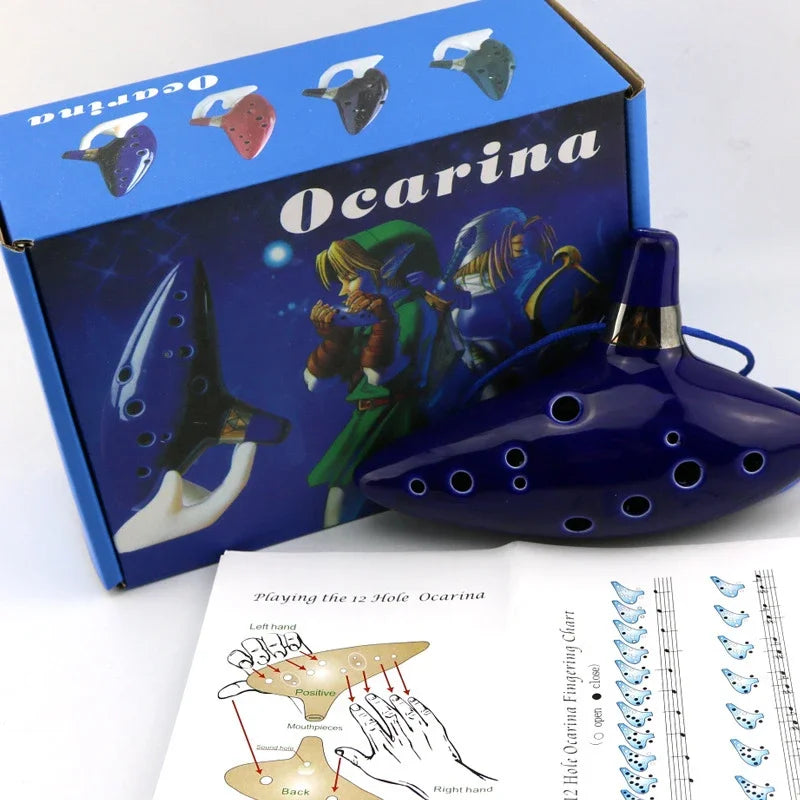 Hot﻿ Ocarina Ceramic Legend Of 12 Tones Alto C Ceramic Ocarina Musical Instrument with Song Book Neck String Neck Cord