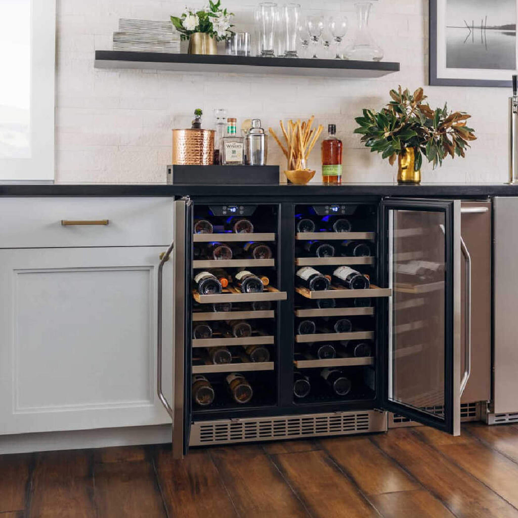 Edgestar 30-Inch Wide 56 Bottle Built-In French Door Wine Cooler With Door Locks [CWR5631FD] (SAK56381)