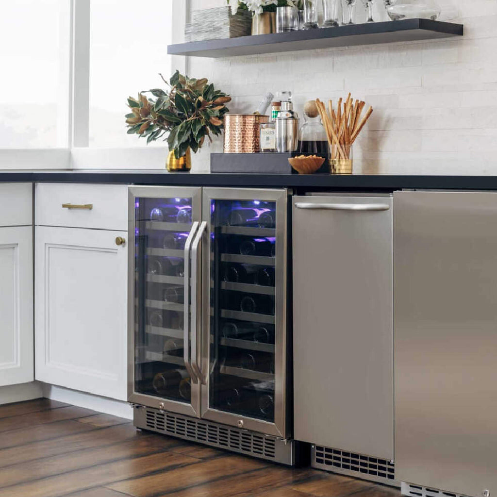 Edgestar 30-Inch Wide 56 Bottle Built-In French Door Wine Cooler With Door Locks [CWR5631FD] (SAK56381)