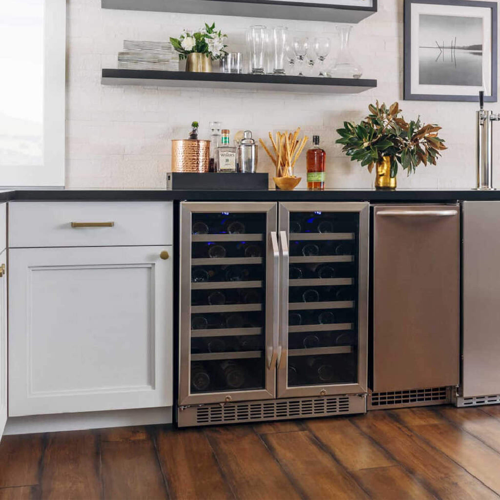 Edgestar 30-Inch Wide 56 Bottle Built-In French Door Wine Cooler With Door Locks [CWR5631FD] (SAK56381)