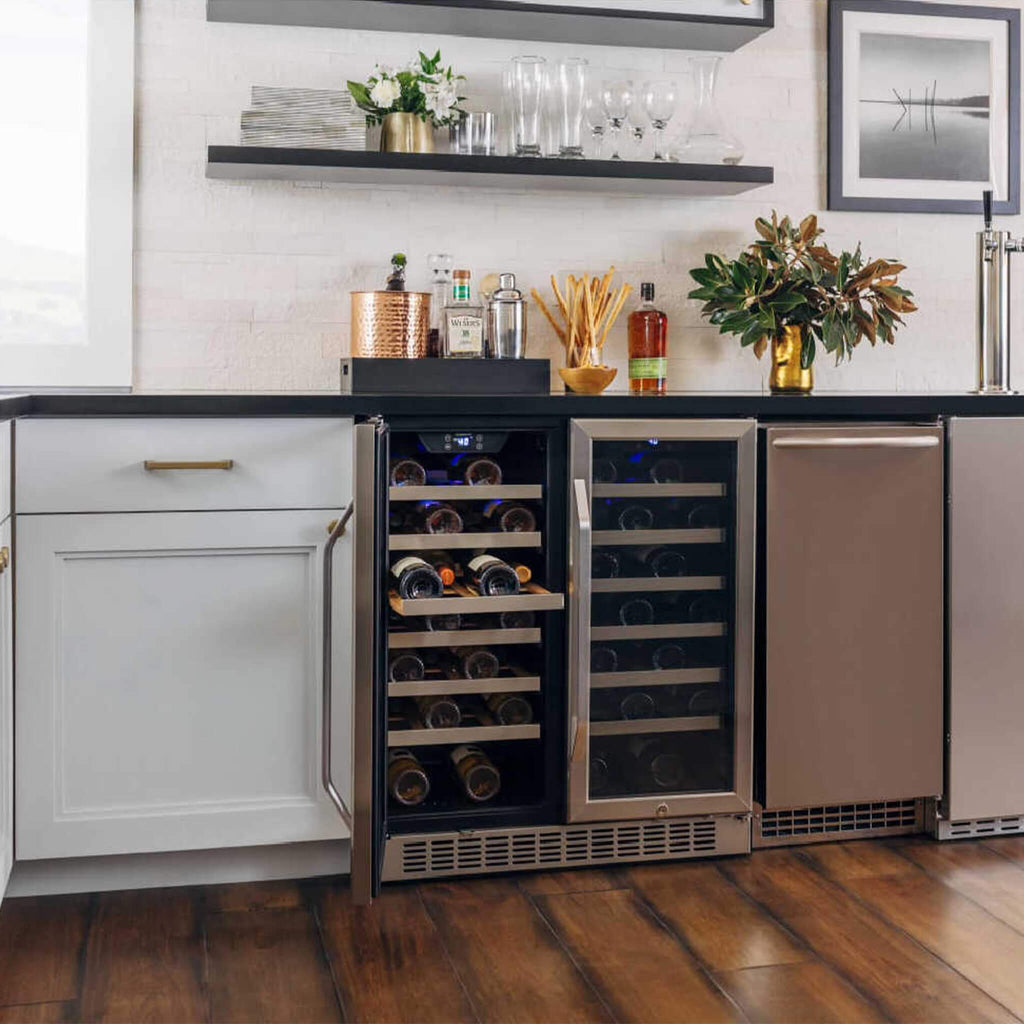 Edgestar 30-Inch Wide 56 Bottle Built-In French Door Wine Cooler With Door Locks [CWR5631FD] (SAK56381)