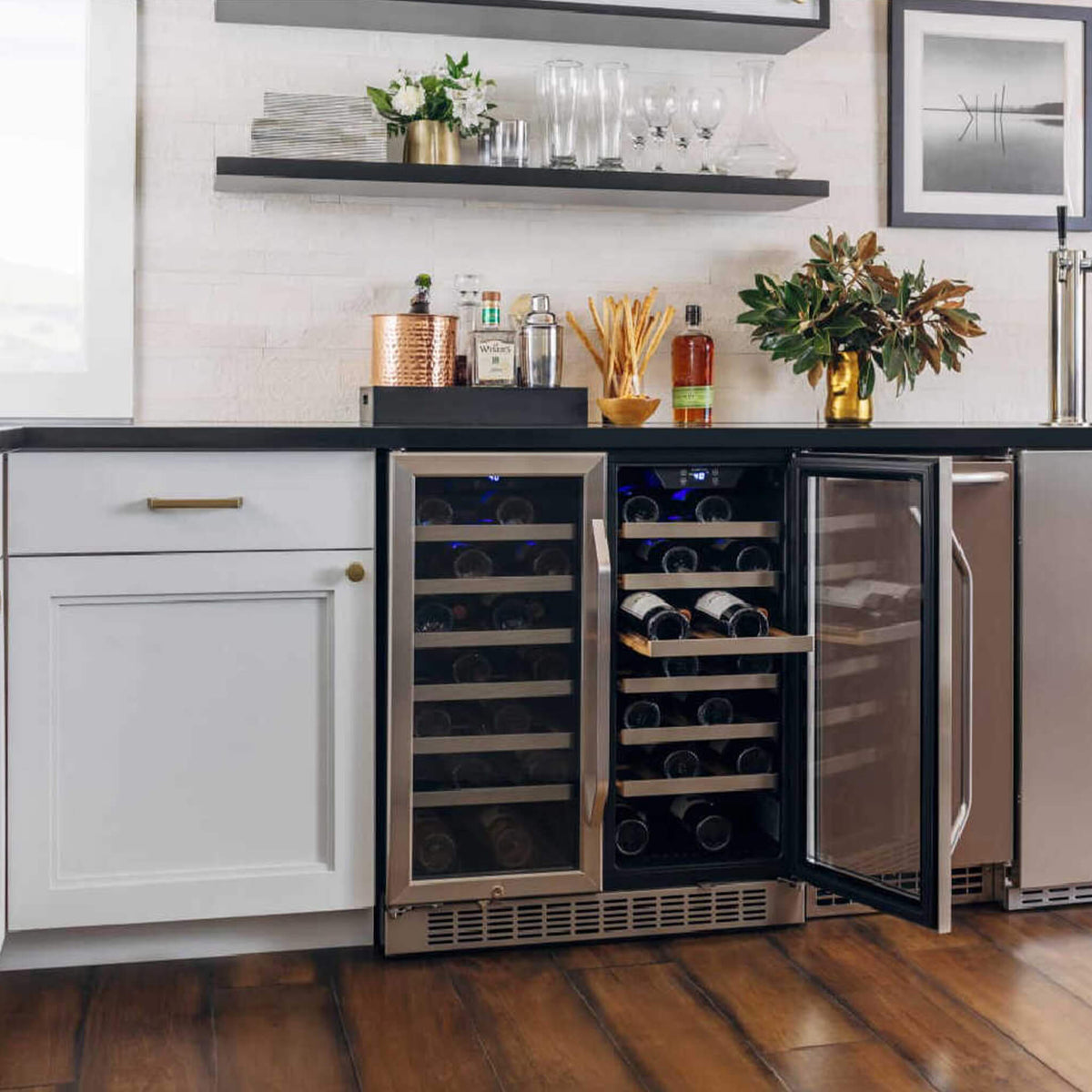 Edgestar 30-Inch Wide 56 Bottle Built-In French Door Wine Cooler With Door Locks [CWR5631FD] (SAK56381)