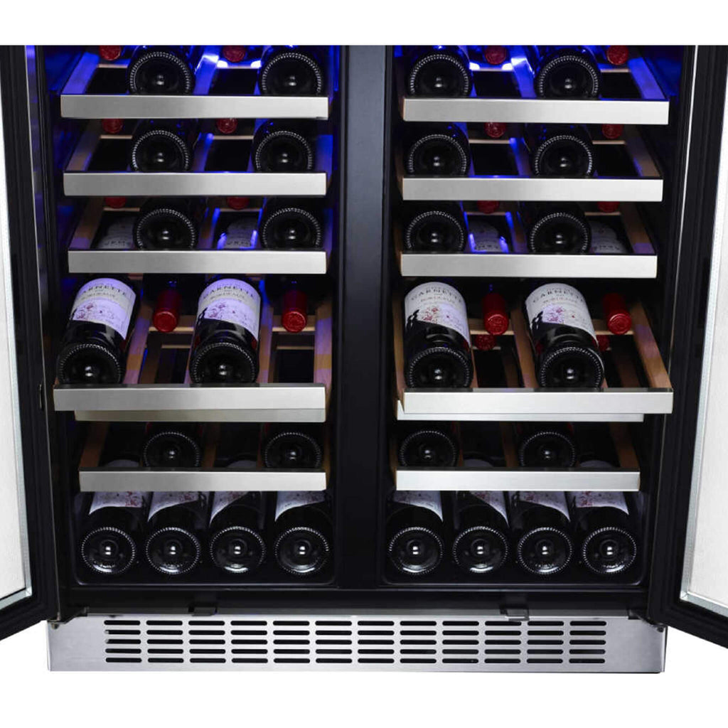 Edgestar 30-Inch Wide 56 Bottle Built-In French Door Wine Cooler With Door Locks [CWR5631FD] (SAK56381)