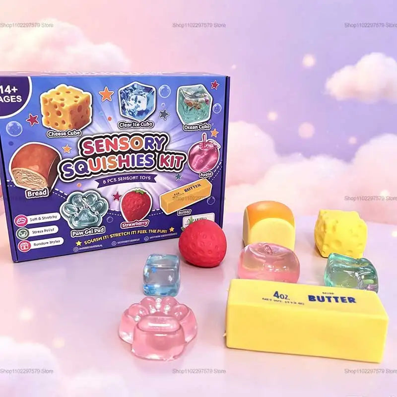 New Random Color 8pcs/Box TPR Maltose-Filled Squishy Toy, Slow Rising Stress Relief Sensory Fidget Decompression Blind Box Gift