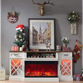 Electric 70-Inch Fireplace TV Stand With Glass Door Storage Cabinet (SAK58627)