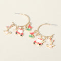 Enamel Golf Pearl Charm Dangle Hoop Earrings
