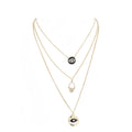Enamel Rhinestone Evil Eye Hamsa Charm Triple Layer Necklace
