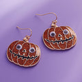 Eye Pointed Glittered Enamel Halloween Pumpkin Dangle Earrings