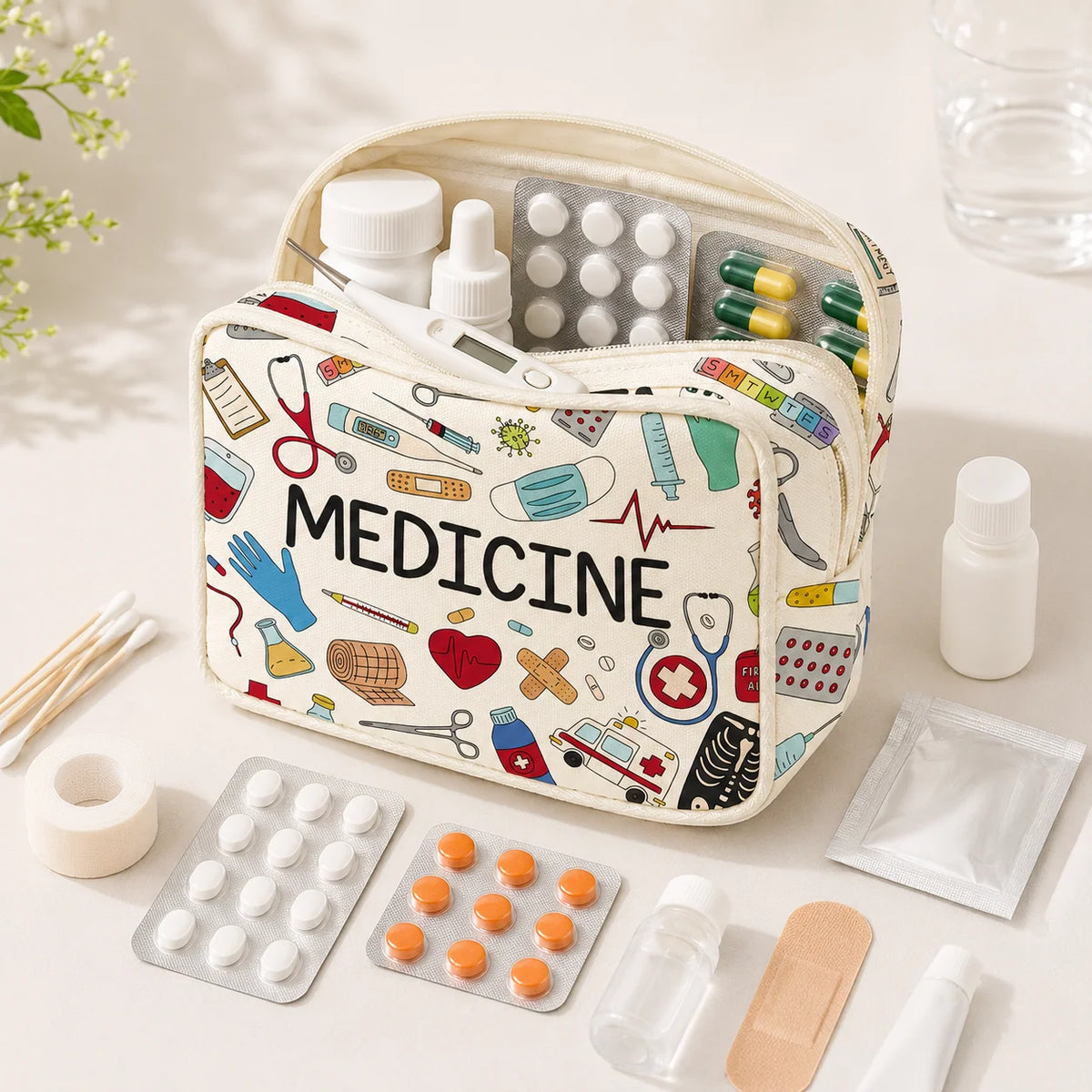 1PC Large Capacity Medicine Bag Travel Portable Medical Bag Home Medicine Storage Bag Set Portable Outdoor First Aid Kit