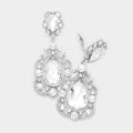 Floral Crystal Teardrop Clip On Evening Earrings