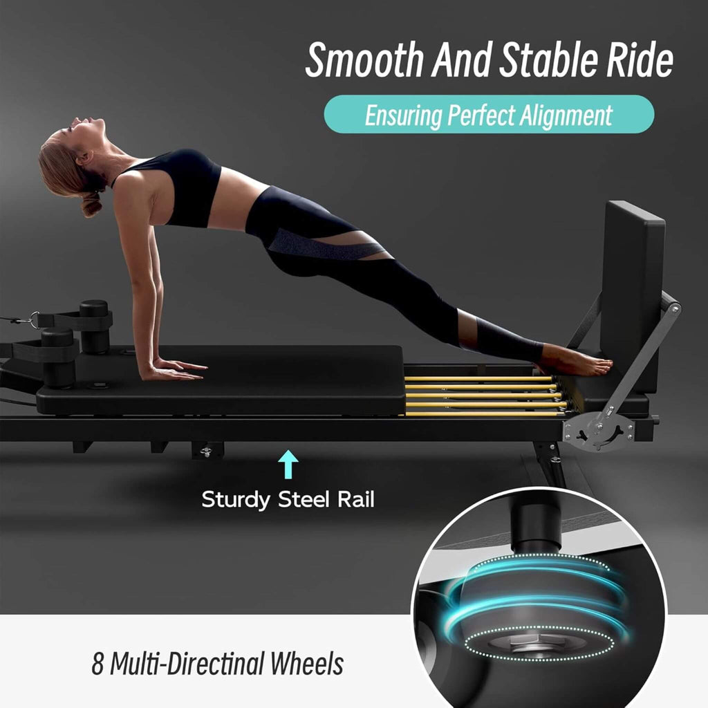 Foldable Dual Resistance Pilates Reformer Machine With Tower (SAK96041)