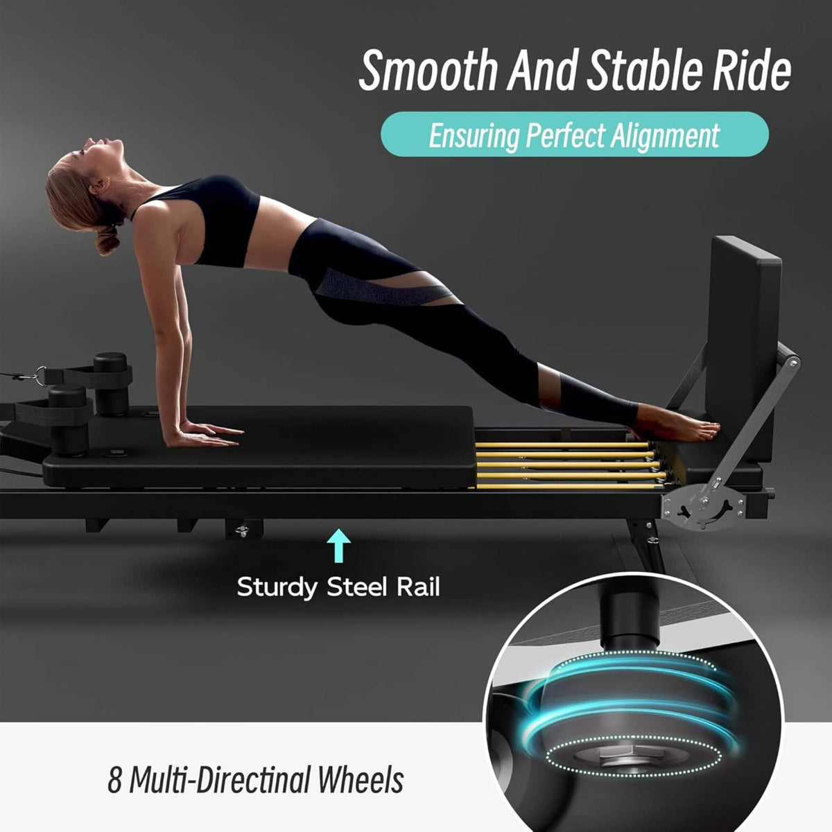Foldable Dual Resistance Pilates Reformer Machine With Tower (SAK96041)