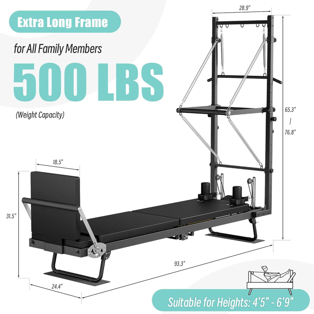 Foldable Dual Resistance Pilates Reformer Machine With Tower (SAK96041)