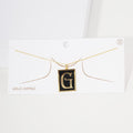 -G- Gold Dipped Enamel Rectangle Initial Monogram Pendant Necklace
