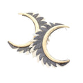Genuine Leather Trimmed Half Metal Circle Post Back Earrings