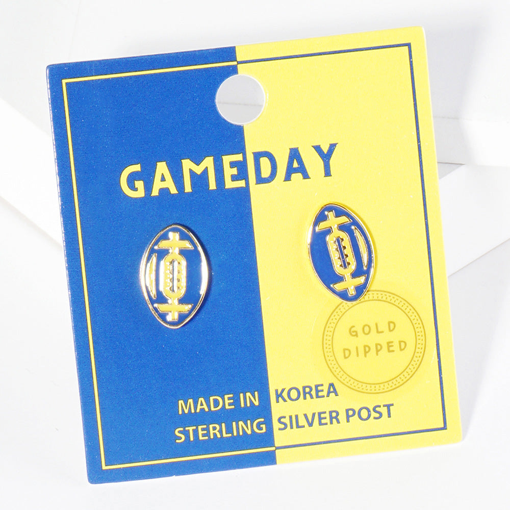 Gold Dipped GAMEDAY Football Stud Earrings
