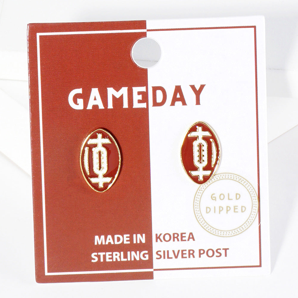Gold Dipped GAMEDAY Football Stud Earrings