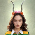 Halloween Floral Horned Crown Headband