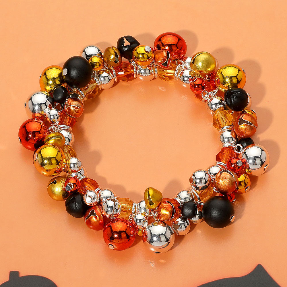 Halloween Themed Color Beaded Stretch Bracelet