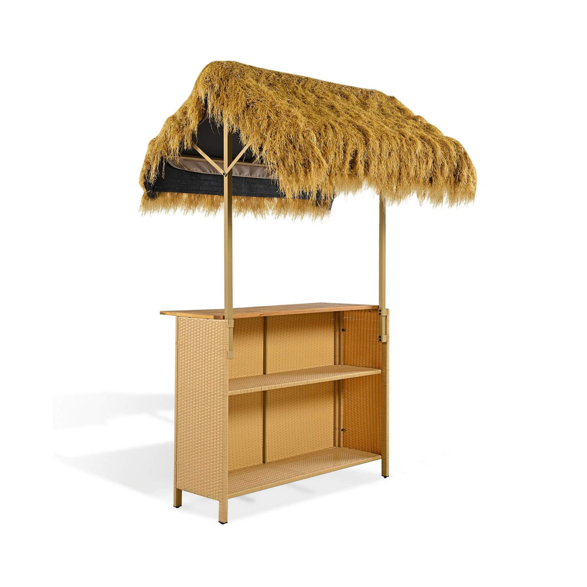 3-Piece Hawaiian Bar-Height Patio Set With Grass Canopy And Stools (SAK63047)