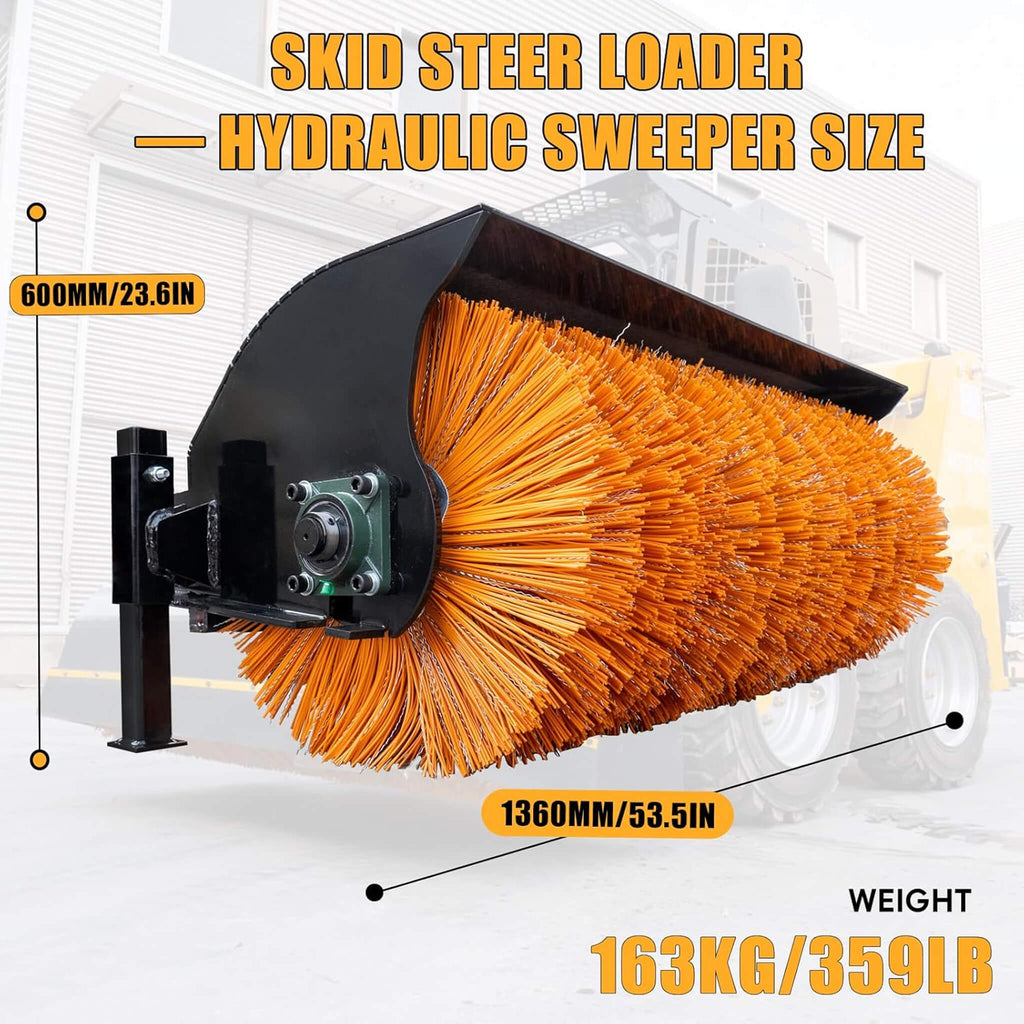 Heavy-Duty 41-Inch Hydraulic Skid Steer Broom Sweeper Attachment With Angle Tilt (SAK20963)