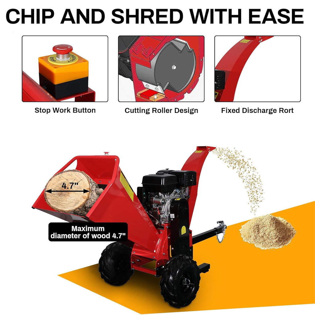 Heavy-Duty 5-Inch 420CC 15HP Towable Gas Wood Chipper Shredder Mulcher (SAK17493)