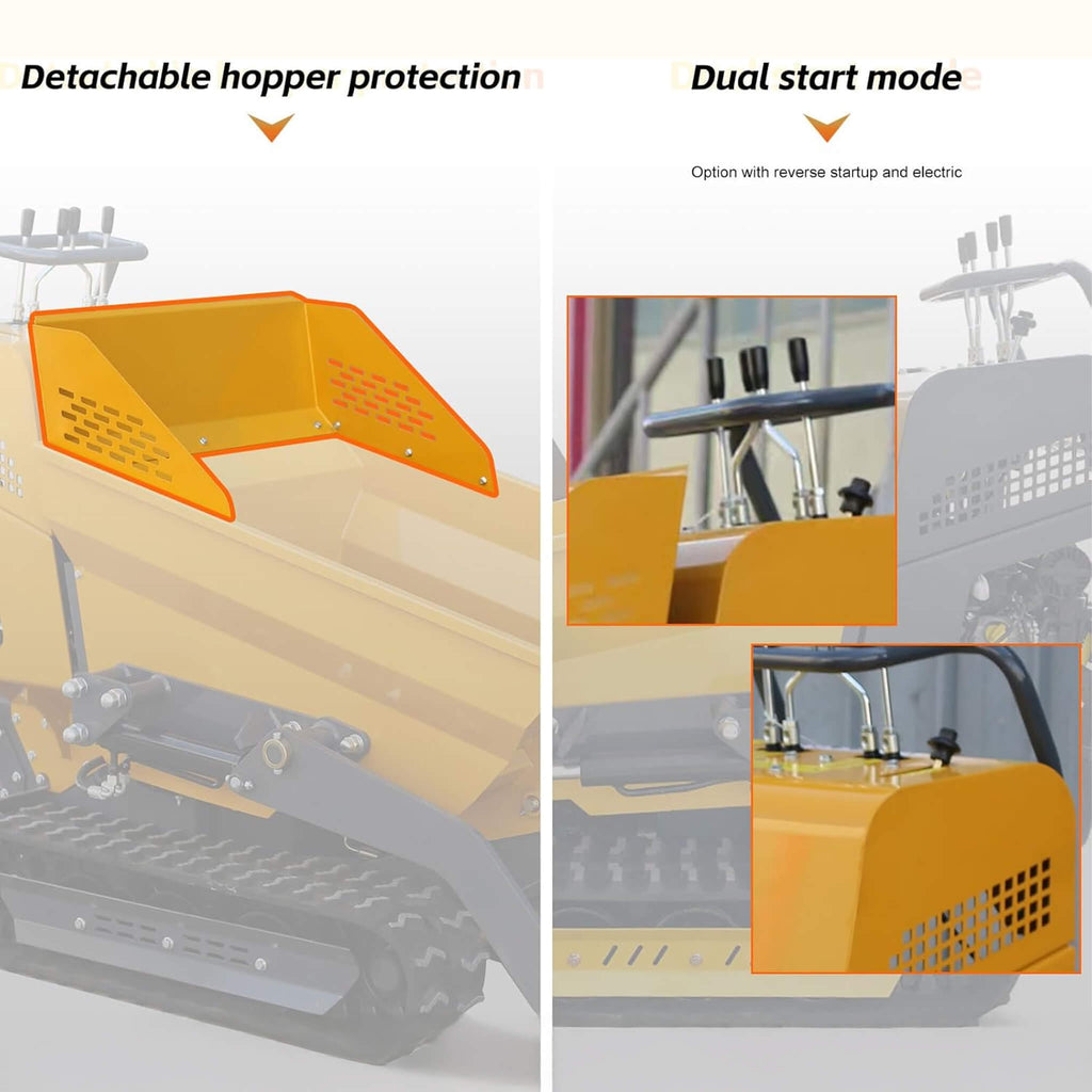 Heavy-Duty 6.5HP 1100LBS Tracked Hydraulic Dumper With Shovel (SAK62780)