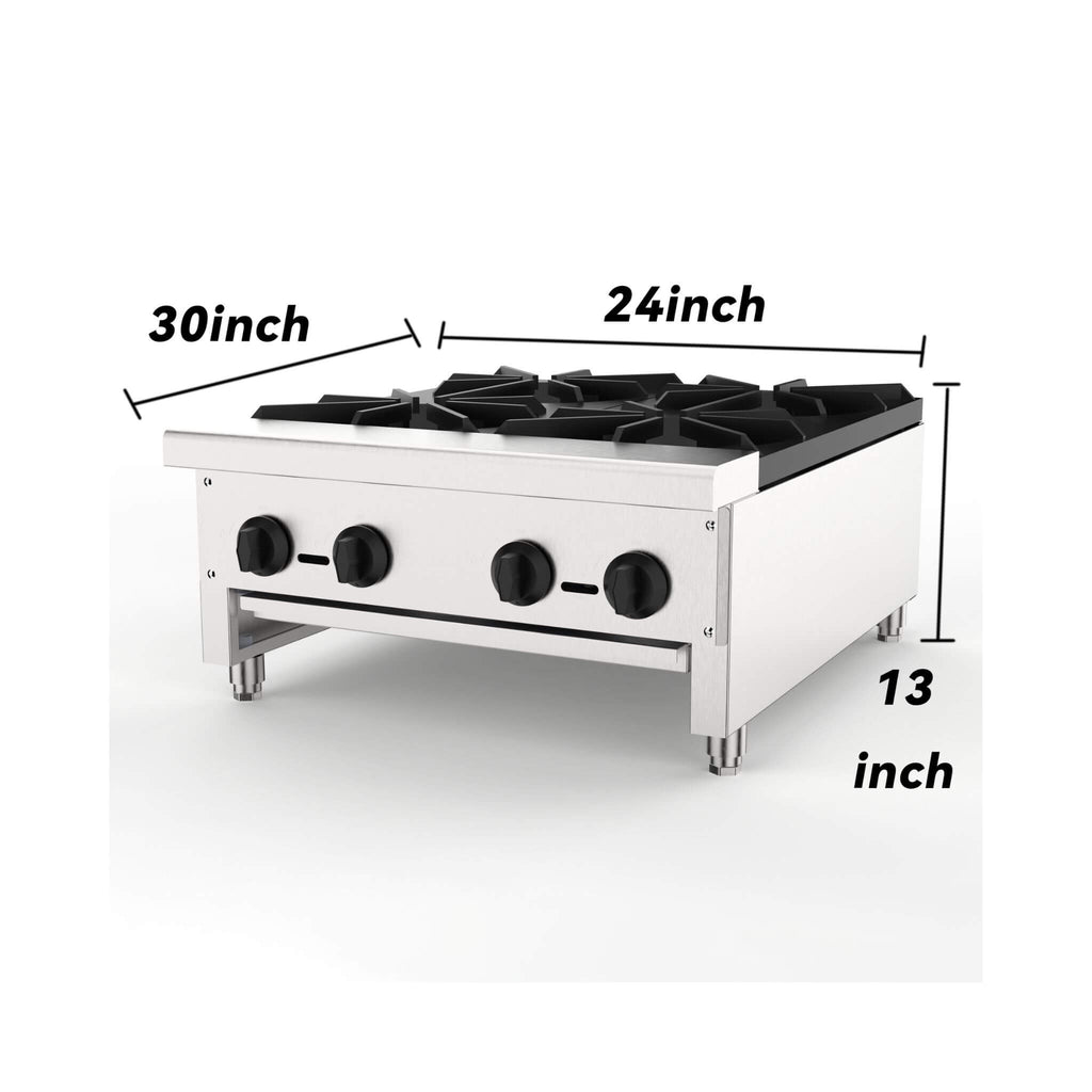 Heavy-Duty Commercial 112K BTU 4-Burner Stainless Steel Gas Stove Hot Plate (SAK39201)