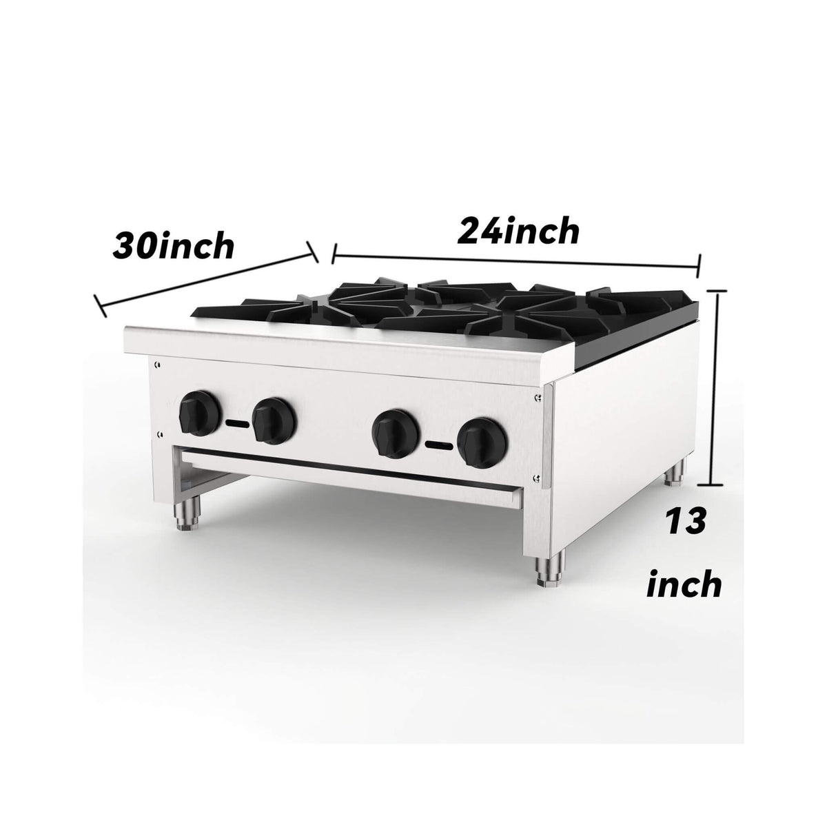 Heavy-Duty Commercial 112K BTU 4-Burner Stainless Steel Gas Stove Hot Plate (SAK39201)