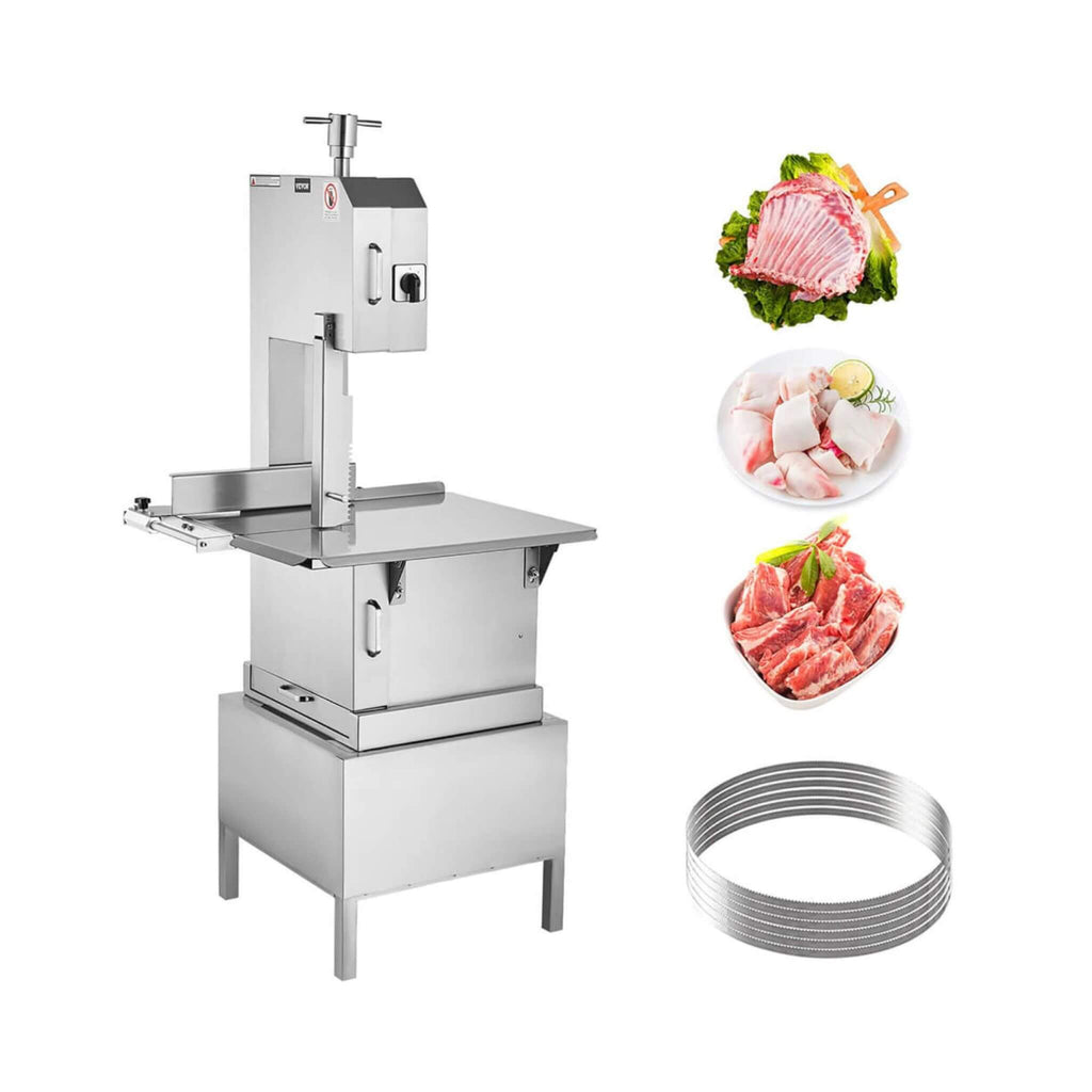 Heavy-Duty Commercial 2200W Electric Meat Bone Saw Cutting Band Machine With 6 Saw Blades (SAK91753)