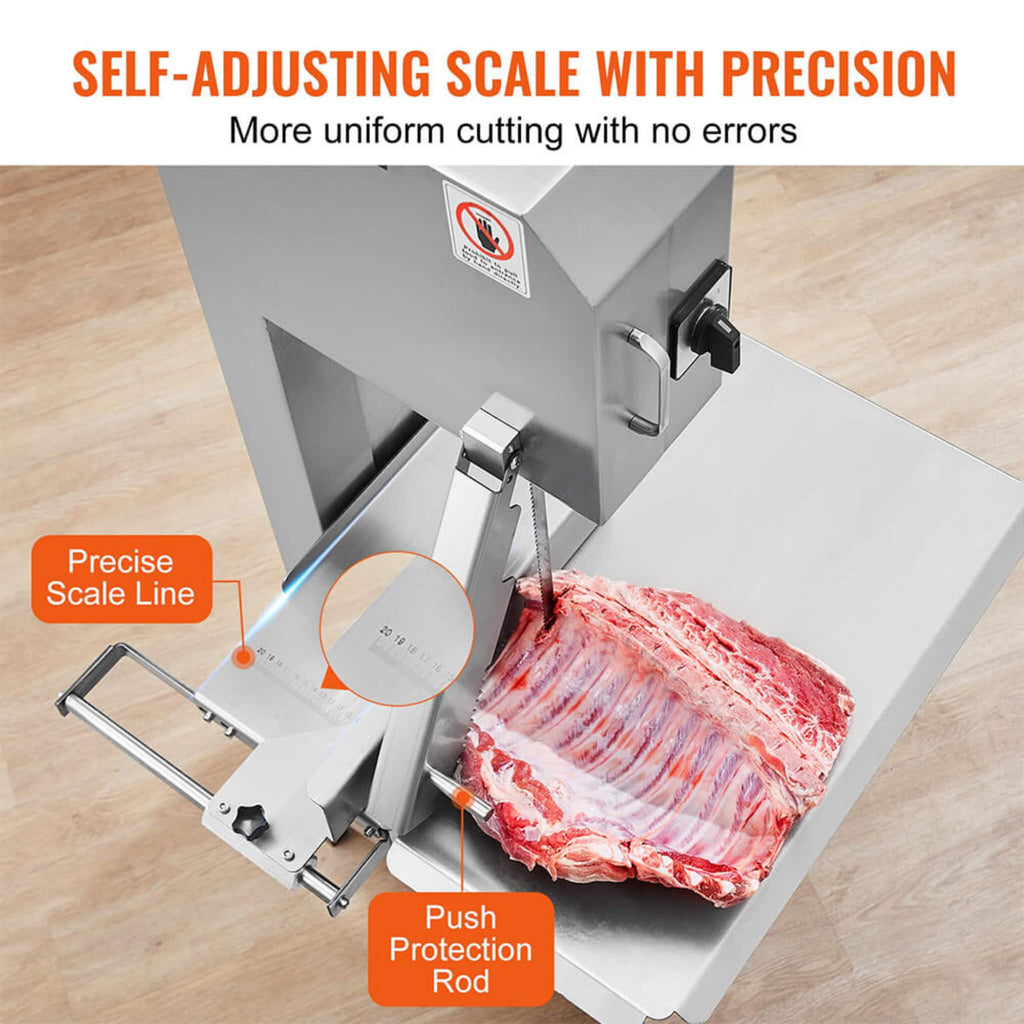 Heavy-Duty Commercial 2200W Electric Meat Bone Saw Cutting Band Machine With 6 Saw Blades (SAK91753)
