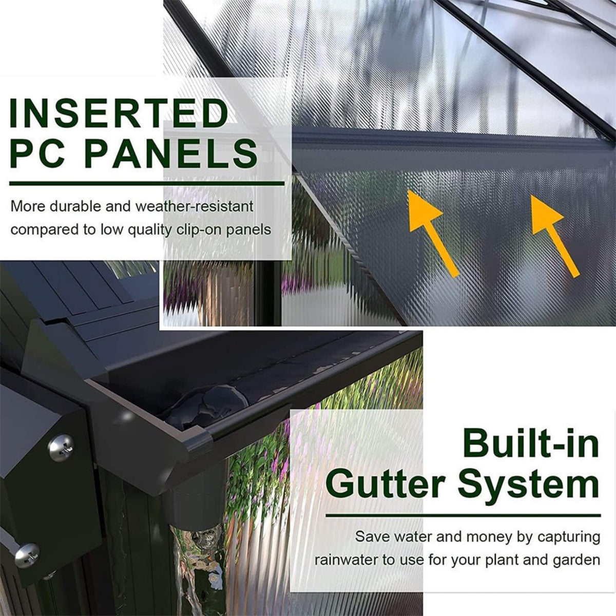 [10X12FT] Heavy-Duty Outdoor Walk-In Polycarbonate Patio Greenhouse With Sliding Doors & Vents (SAK92846)