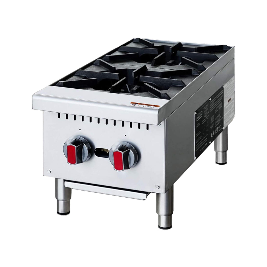 Heavy-Duty Stainless Steel Commercial 2-Burner 50K BTU Countertop Gas Stove Range (SAK29475)