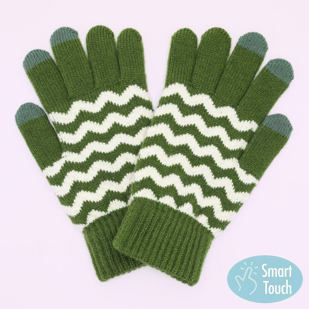 Holiday Chevron Pattern Smart Touch Winter Gloves