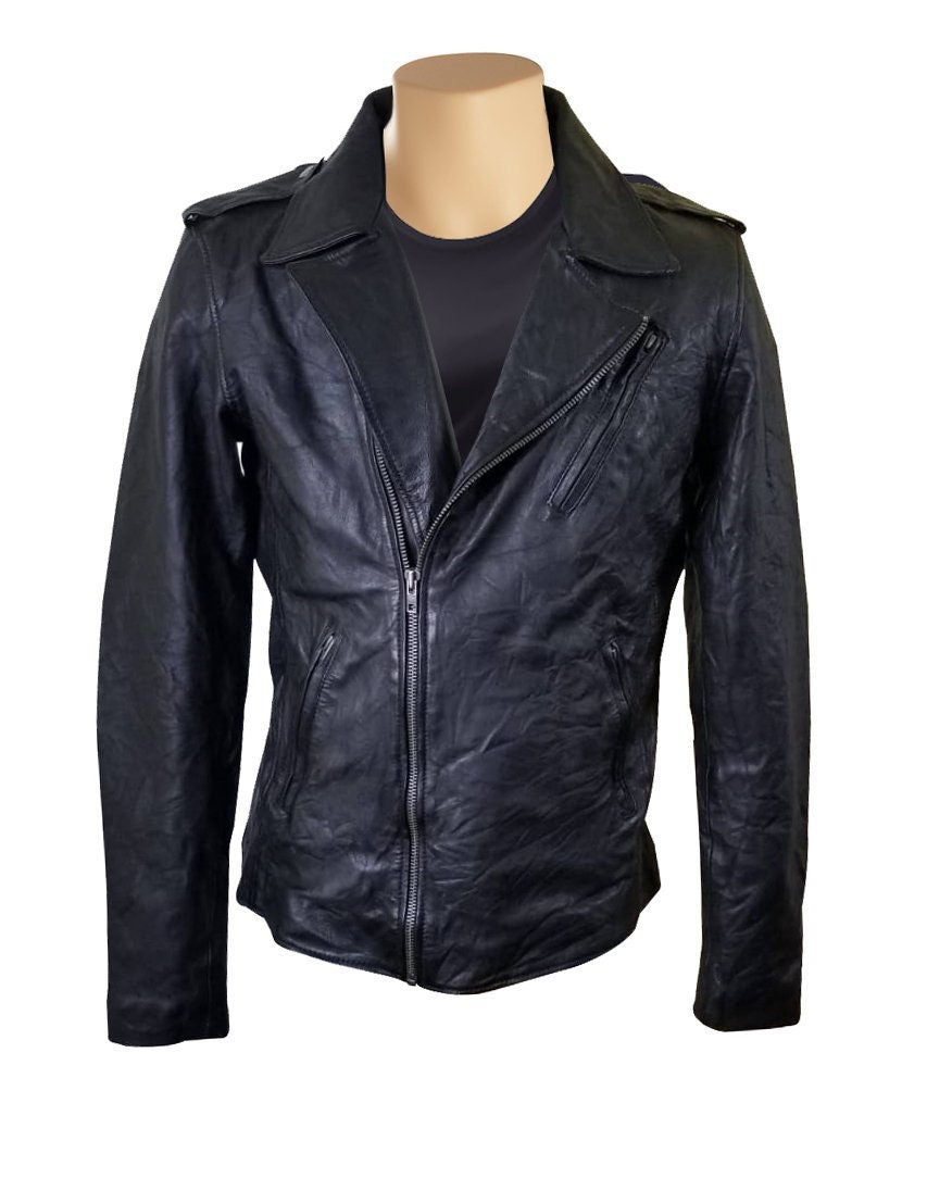 Handmade New Wrinkled Texture Leather Jacket