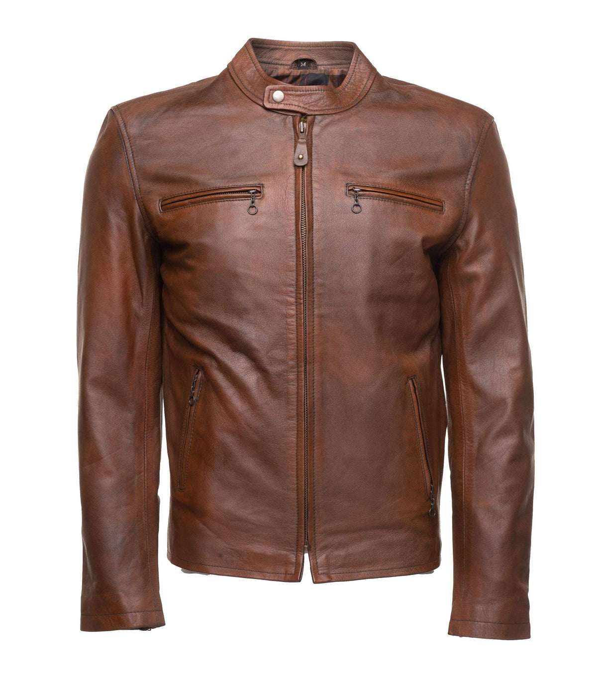 Handmade Nick Hawley's Two Tone Brown Cafe Racer Leather Jacket