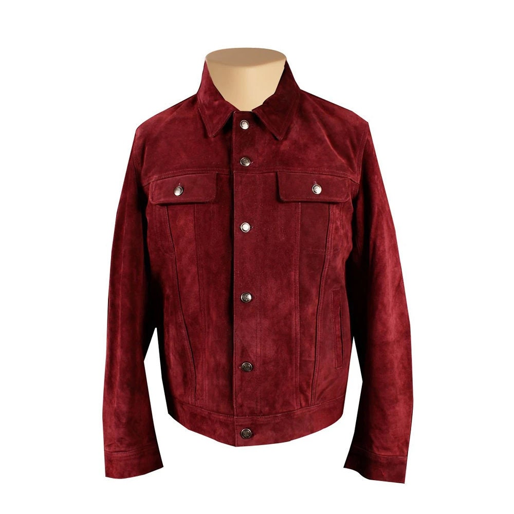 Handmade Weston's Maroon Suede Leather Shirt
