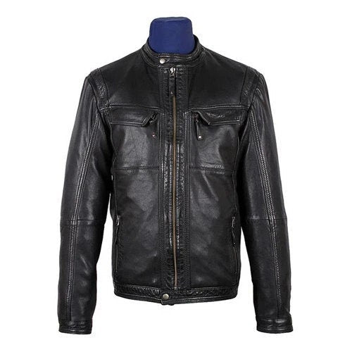 Handmade Men's Bonito Black Leather Jacket