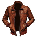 Handmade Boyd's Rust Leather Jacket With Ribbed Cuffs
