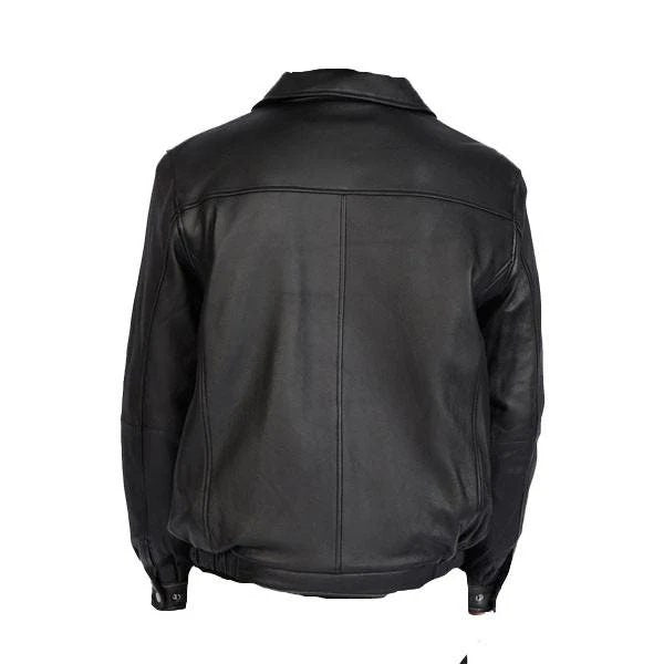 Handmade Bomber Leather Jacket With Spread Collars